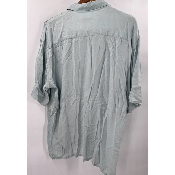 Windham Pointe Men's L Large Hawaiian Palm Trees Button Shirt Short Sleeves Blue - Picture 2 of 4